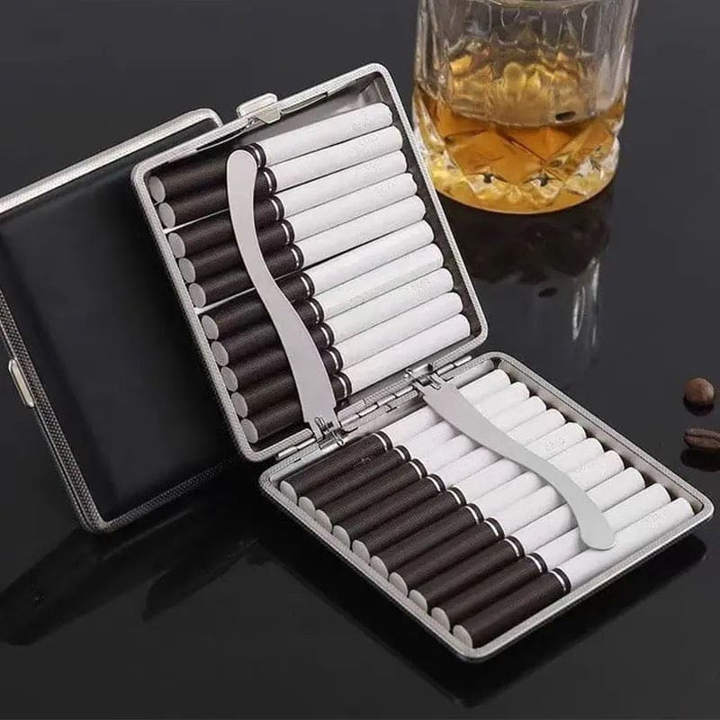 Slim Leather Cigarette Case, Double Open 20 Sticks Leather Cigarette Case, Metal Frame Black Faux Leather Cigarette Case, Men Cigarette Case Smoking Accessories, Creative Pocket Tobacco Holder, Pressure Proof Protective Cigarettes Case Slim Leather Cigarette Case, Double Open 20 Sticks Leather Cigarette Case, Metal Frame Black Faux Leather Cigarette Case, Men Cigarette Case Smoking Accessories, Creative Pocket Tobacco Holder, Pressure Proof Protective Cigarettes Case